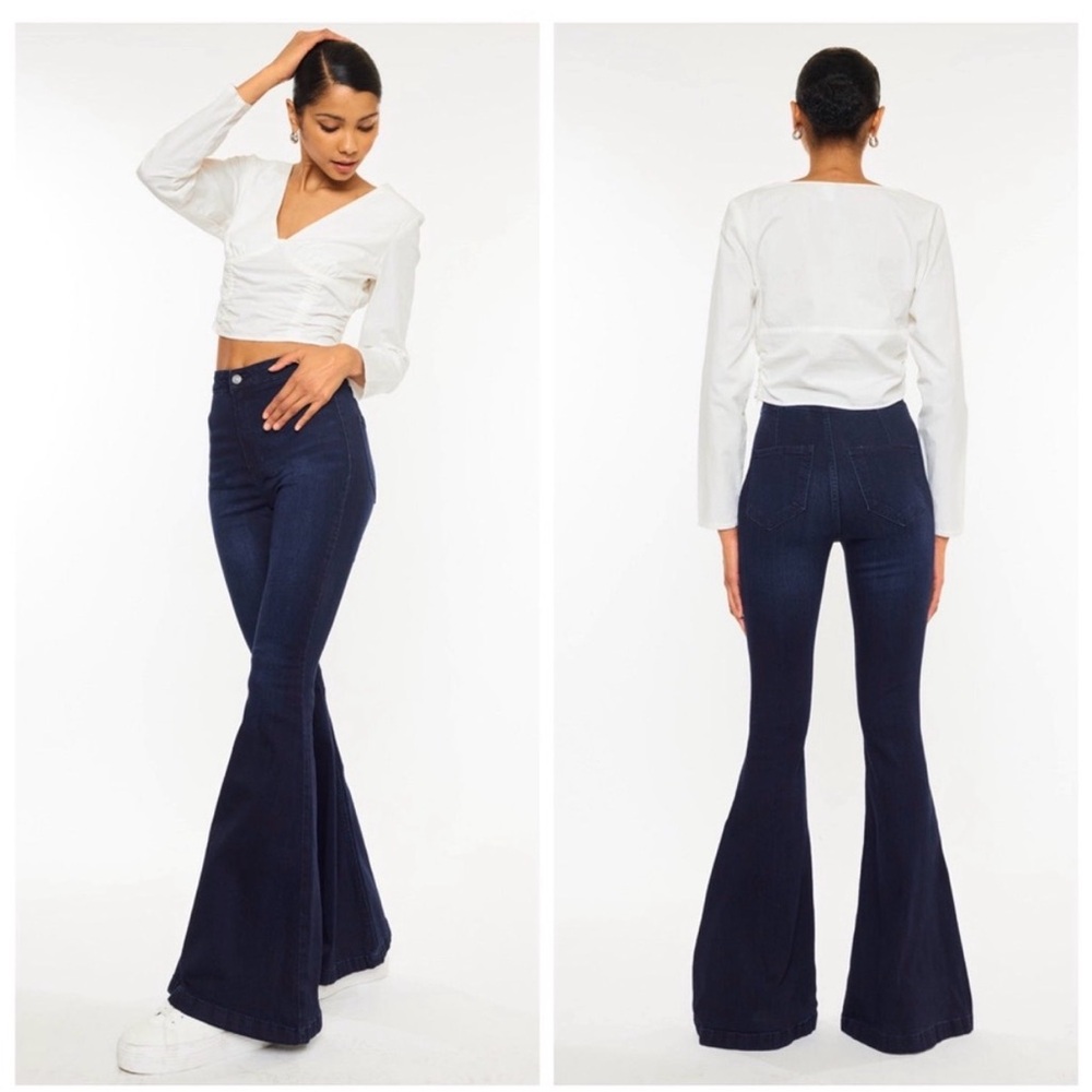KanCan High Rise Super Flare Jeans Dark Wash Size 1/24